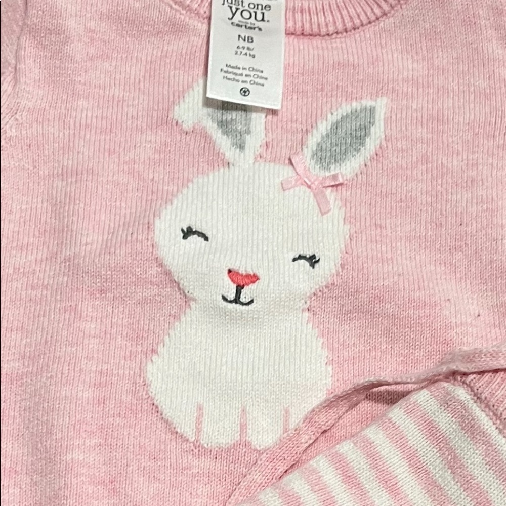 2 piece Newborn sweater set in light pink.
